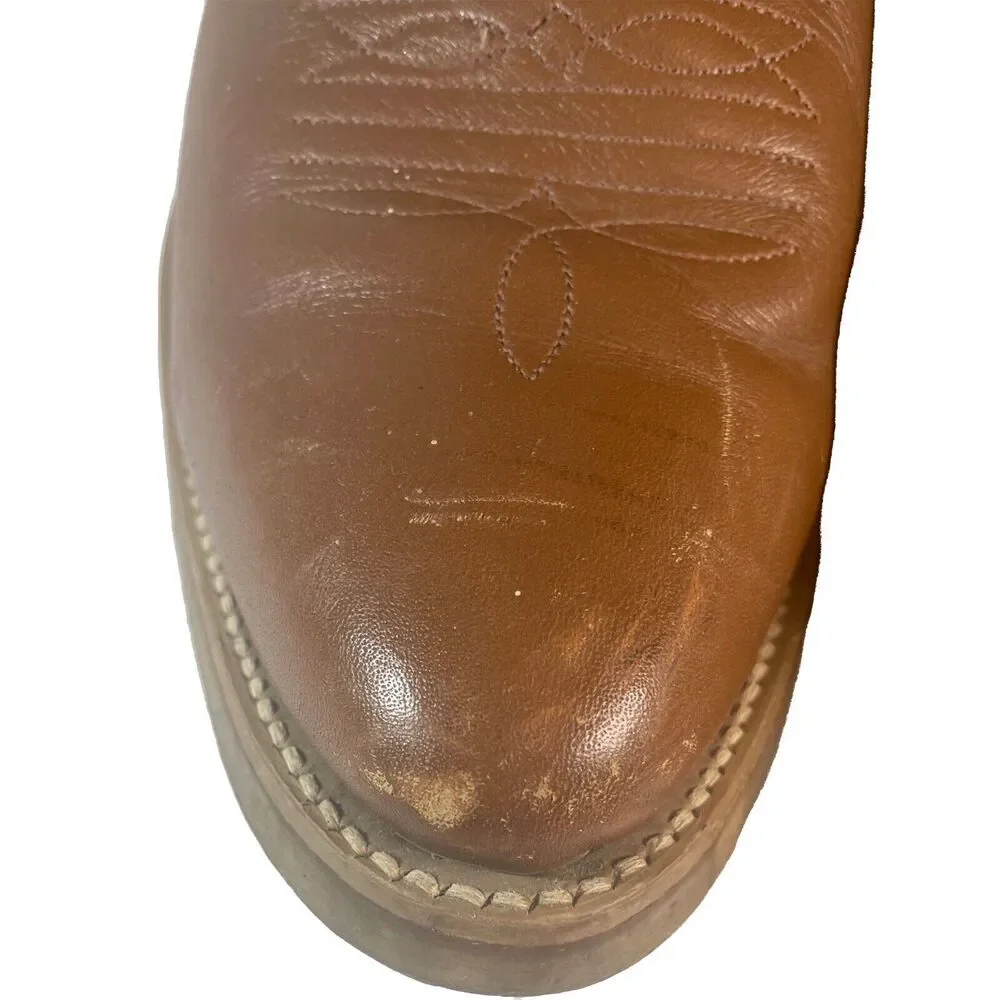 Vintage Sheplers Light Brown/Tan Leather Western Cowboy Boots Mens Size 8.5 D - Picture 4 of 11